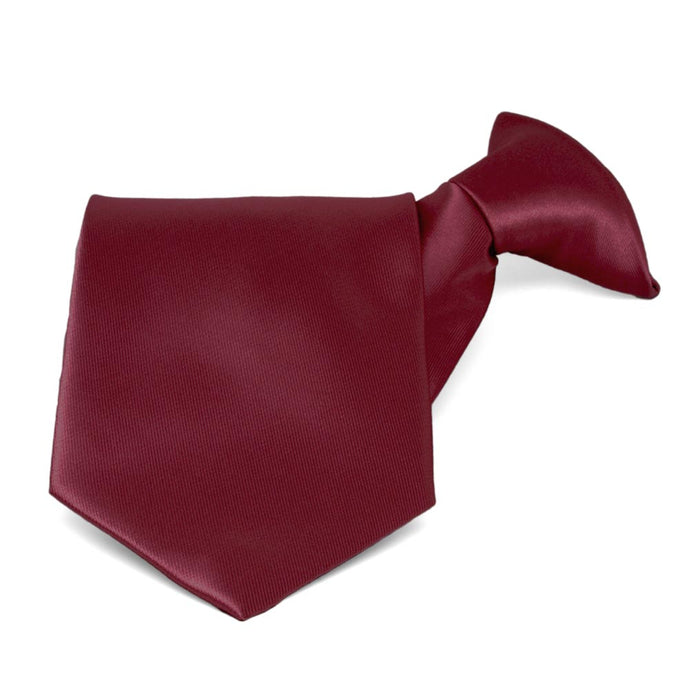 Burgundy Solid Color Clip-On Tie