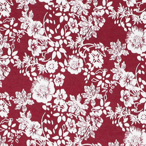 Burgundy and white floral fabric
