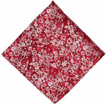 Load image into Gallery viewer, A folded light red dark red and white abstract floral pocket square