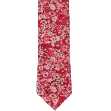 Load image into Gallery viewer, Front view of a burgundy floral silk tie
