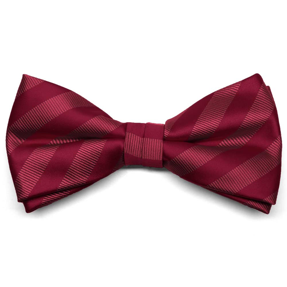 Burgundy Formal Striped Bow Tie