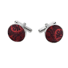 Load image into Gallery viewer, Burgundy Paisley Fabric Cufflinks