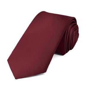 Burgundy Slim Solid Color Necktie, 2.5" Width