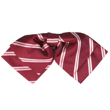 Load image into Gallery viewer, Burgundy and white striped floppy bow tie, front view