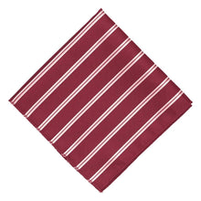 Load image into Gallery viewer, A burgundy striped pocket square, folded to a diamond
