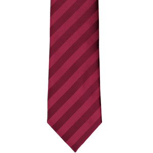 Front view burgundy tone on tone striped tie