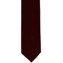 Load image into Gallery viewer, The front view of a velvet tie in burgundy