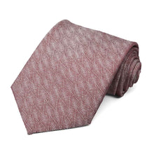 Load image into Gallery viewer, Burgundy necktie, rolled to show zig zag pattern up close