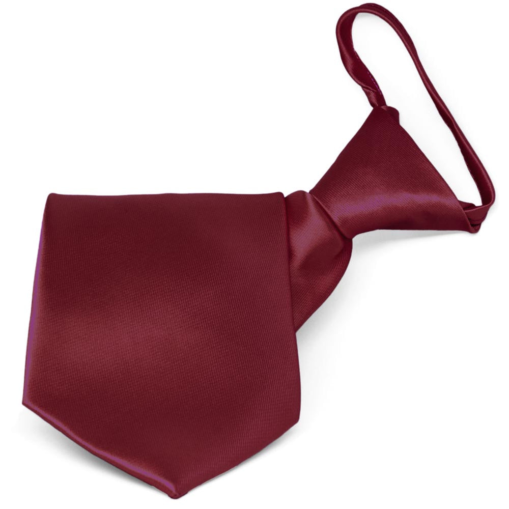 Burgundy Solid Color Zipper Tie