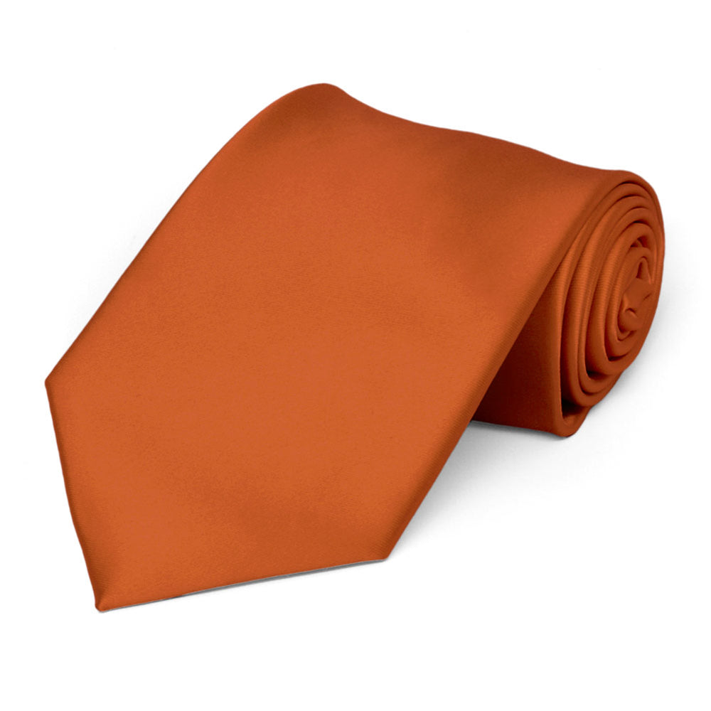 Burnt Orange Premium Extra Long Solid Color Necktie