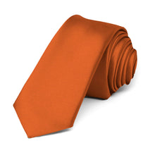 Load image into Gallery viewer, Burnt Orange Premium Skinny Necktie, 2&quot; Width