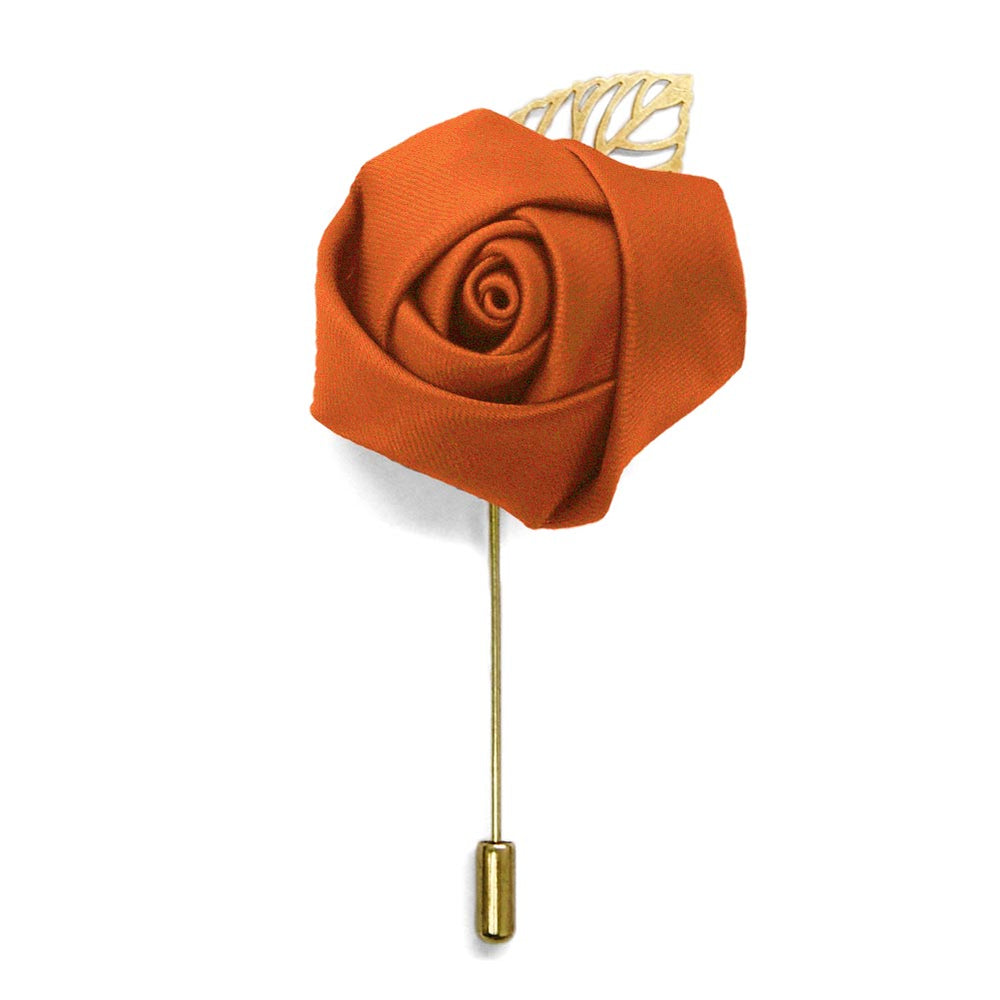 Burnt Orange Premium Flower Lapel Pin