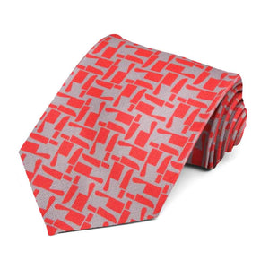 Red and gray butcher knife themed novelty tie