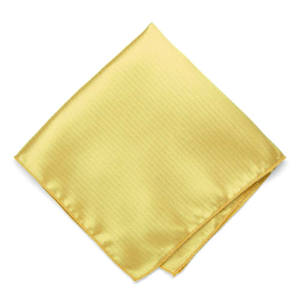 Butter Yellow Herringbone Silk Pocket Square