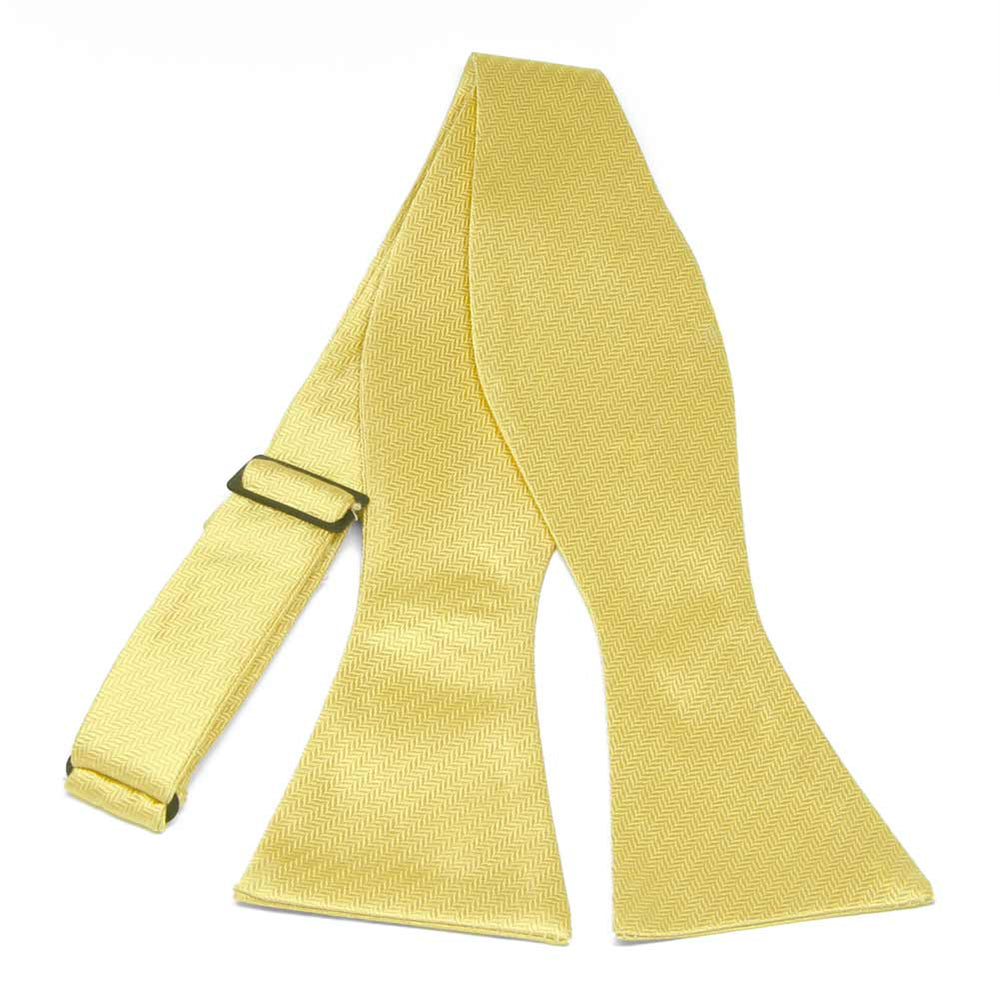 Butter Yellow Herringbone Silk Self-Tie Bow Tie
