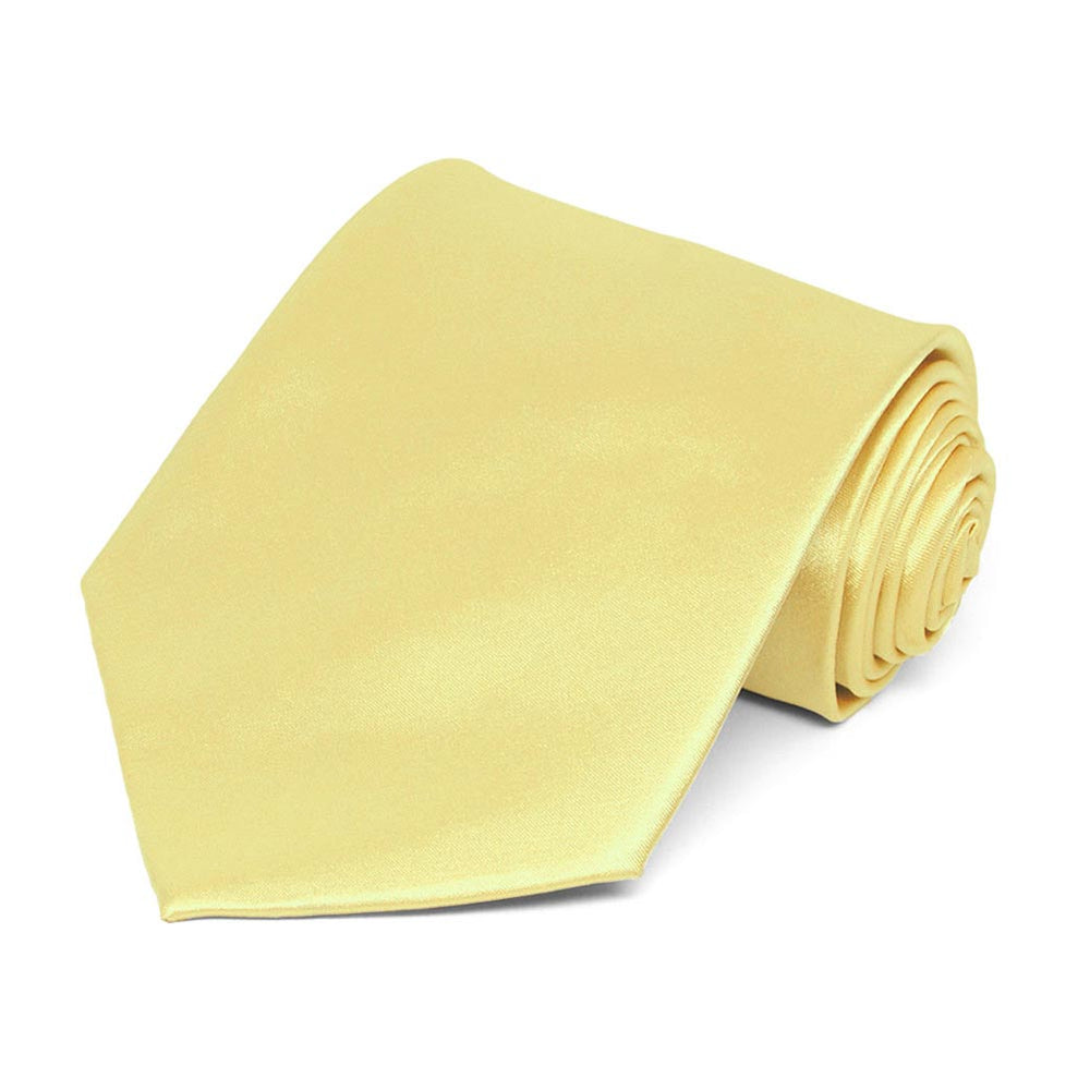 Butter Yellow Satin Staff Tie