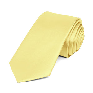 Butter Yellow Slim Solid Color Necktie, 2.5" Width