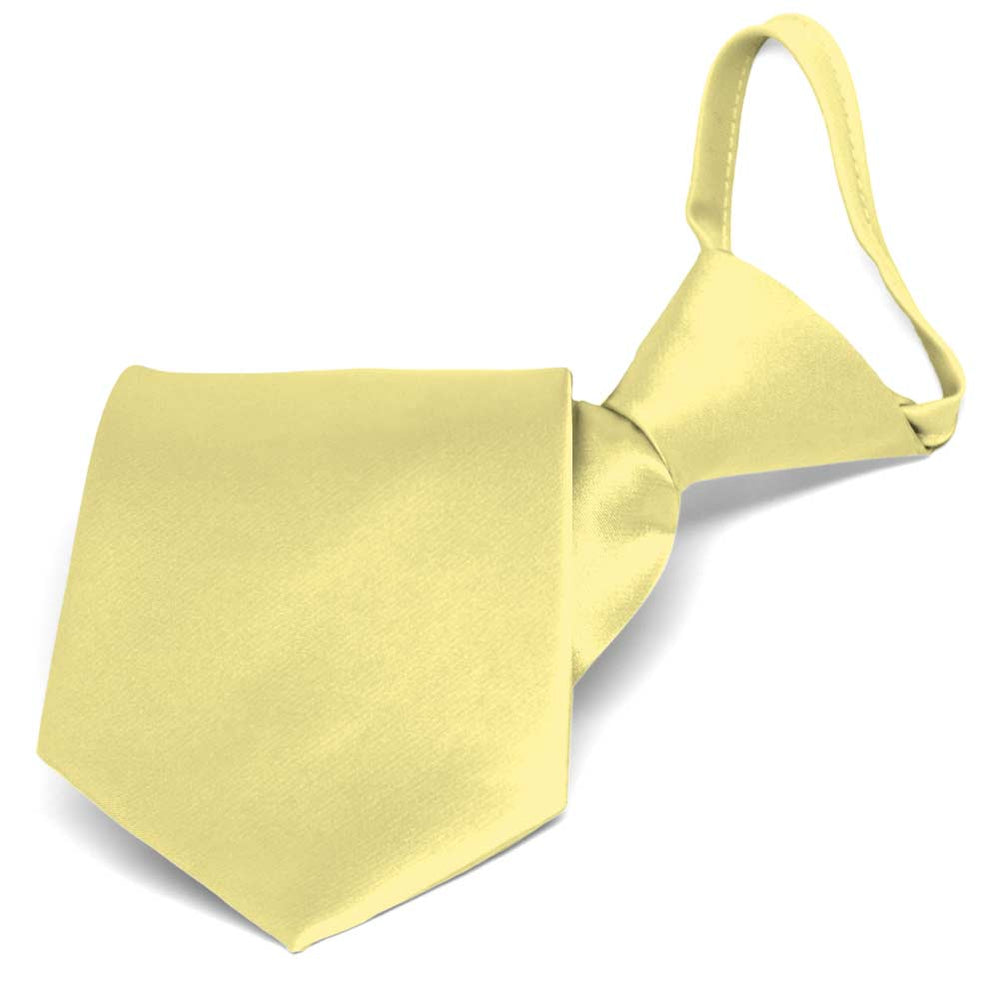 Butter Yellow Solid Color Zipper Tie