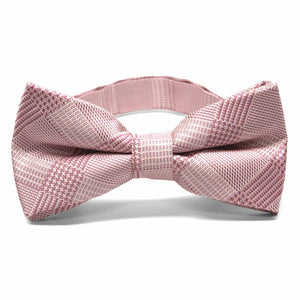 Pink plaid bow tie, front view
