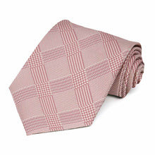 Load image into Gallery viewer, Pink plaid extra long necktie, rolled view