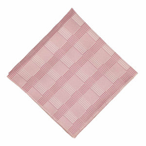 Pink plaid pocket square, flat front view