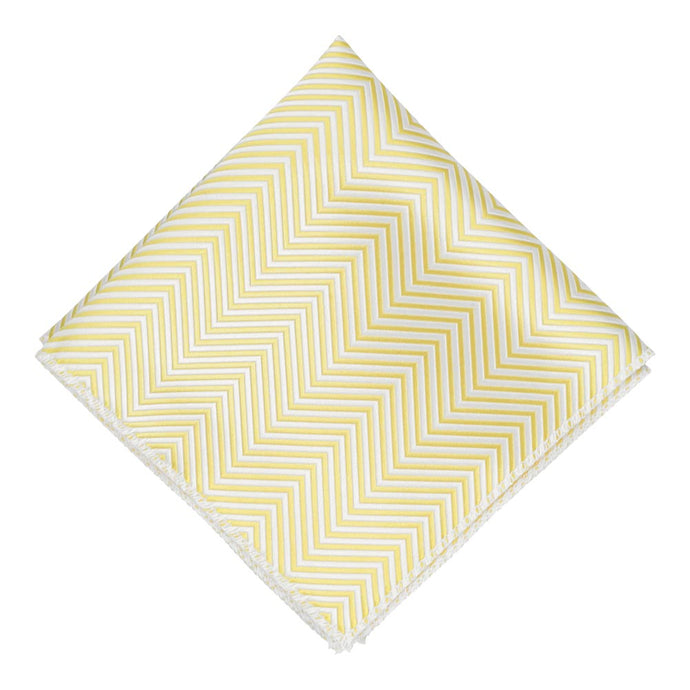 Canary yellow and white chevron pocket square