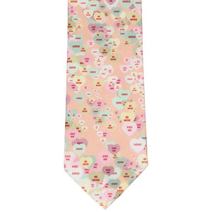 Front flat view of a candy hearts necktie