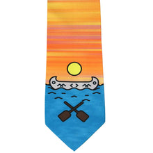 Load image into Gallery viewer, Front view canoe and sunset necktie