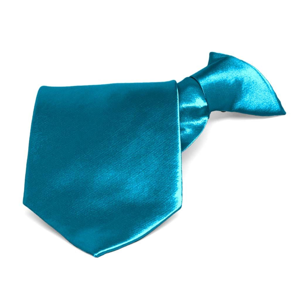 Caribbean Blue Solid Color Clip-On Tie