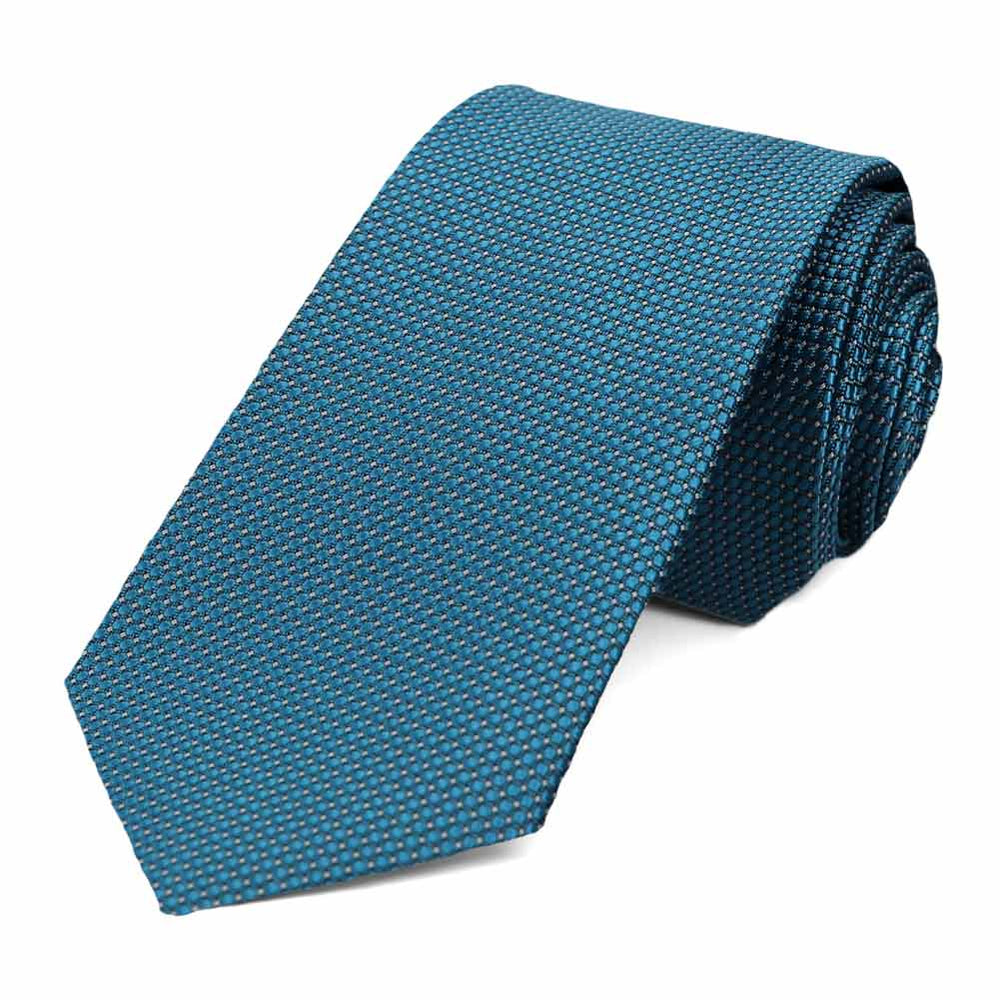 Caribbean Blue Arcadia Dotted Slim Necktie