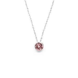 Carnation Pink Round Crystal Necklace