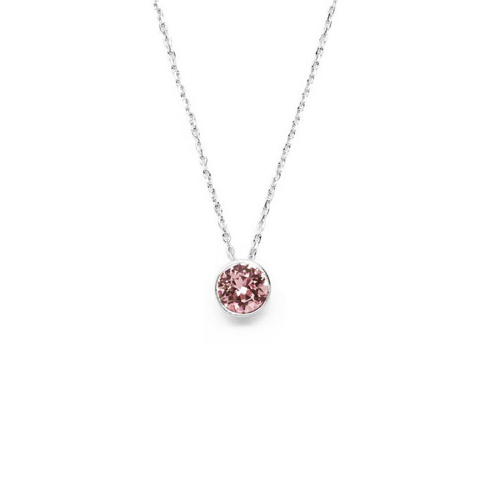 Carnation Pink Round Crystal Necklace