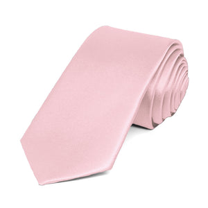 Carnation Pink Slim Solid Color Necktie, 2.5" Width