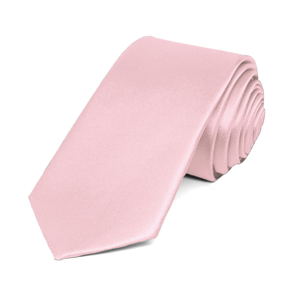 Carnation Pink Slim Solid Color Necktie, 2.5