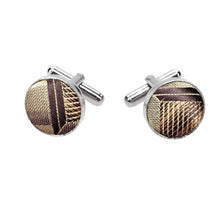 Load image into Gallery viewer, Champagne Plaid Fabric Cufflinks