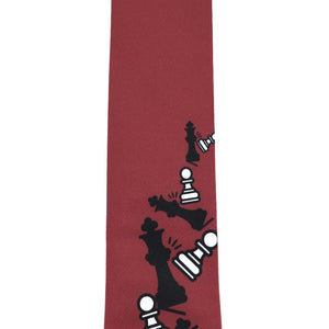 Close up view of a men's chess themed novelty tie