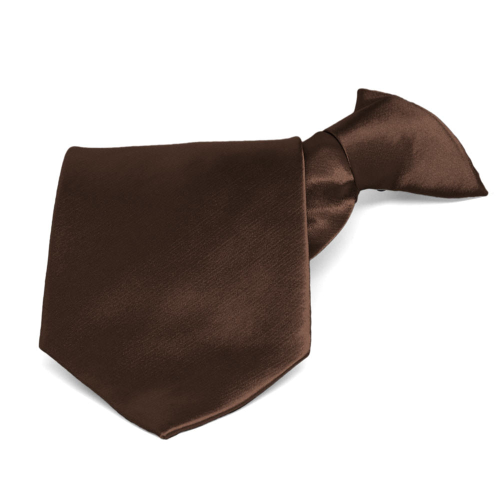 Chestnut Brown Solid Color Clip-On Tie