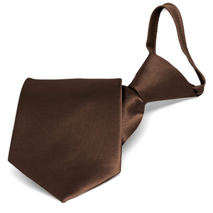 Chestnut brown pre-tied zipper tie