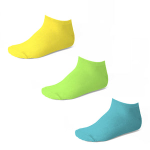 Boys ankle socks in yellow, lime green and turquoise