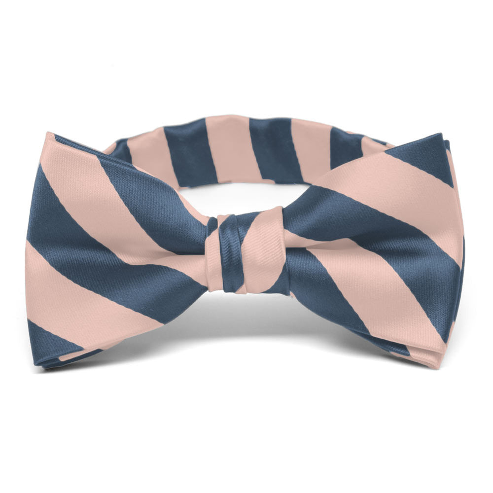 Boys' Dusty Blue and Petal Striped Bow Tie