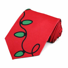 Load image into Gallery viewer, Red and green Christmas lights necktie