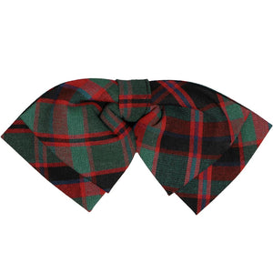 Red and green christmas plaid floppy bow tie