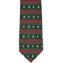 Load image into Gallery viewer, Front view Christmas sweater necktie in red and green