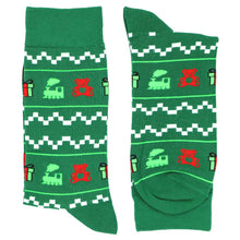 Load image into Gallery viewer, Fun pair of men&#39;s Christmas sweater pattern socks