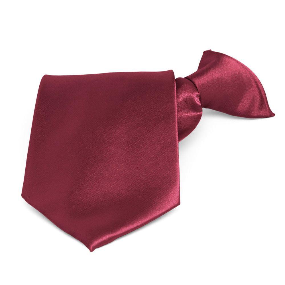 Claret Solid Color Clip-On Tie