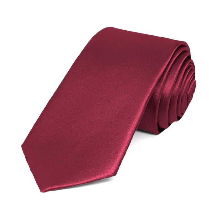 Claret Slim Solid Color Necktie, 2.5