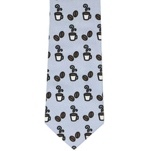 Load image into Gallery viewer, Front view coffee bean and cup novelty tie
