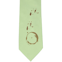 Load image into Gallery viewer, Flat front view of light green necktie with coffee ring