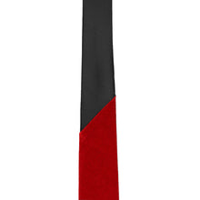 Load image into Gallery viewer, Black satin collar on a red velvet necktie