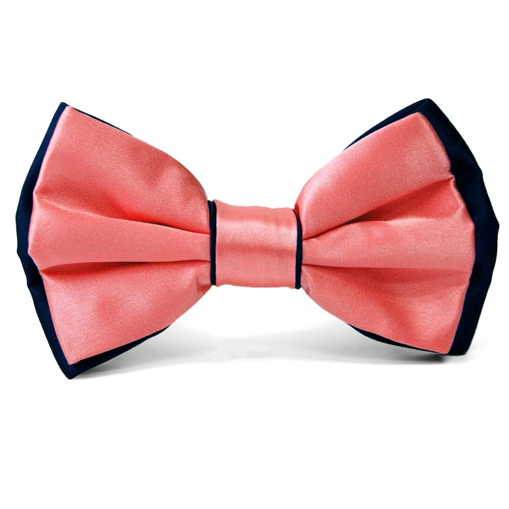 Coral and Navy Blue Dual Color Bow Tie